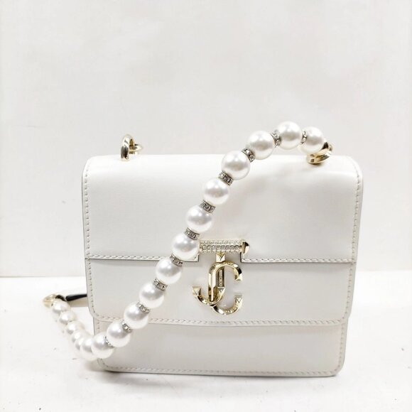 JIMMY CHOO Shoulder Bag White Leather 499-052925